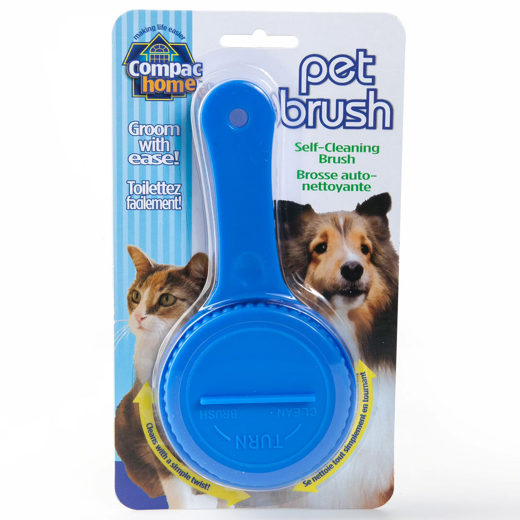 Self Cleaning Pet Brush with Rotating Head to Easily Twist and Raise Bristles to Groom, and Lower to Clean Pet Cat Dog Hair
