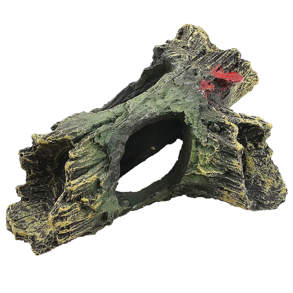 Aquarium Hollow Log Decor Multifunction Resin Fish Hiding Cave Non-Toxic Aquarium Dead Wood Decoration for Fish Tank Aquarium