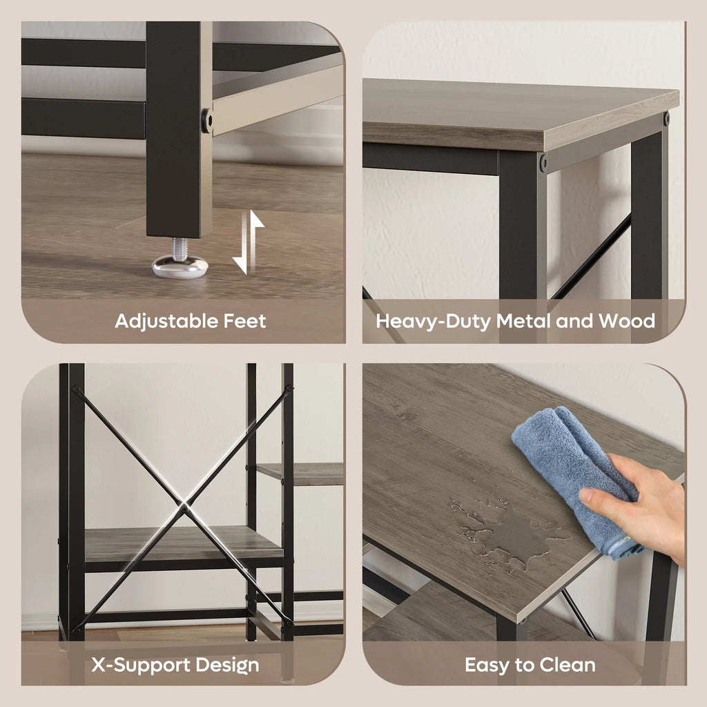 10 Gallon Fish Aquarium Tank Stand with Power Outlets, 3-Tier Heavy Duty Metal Reptile Stand Reversible Storage Shelf