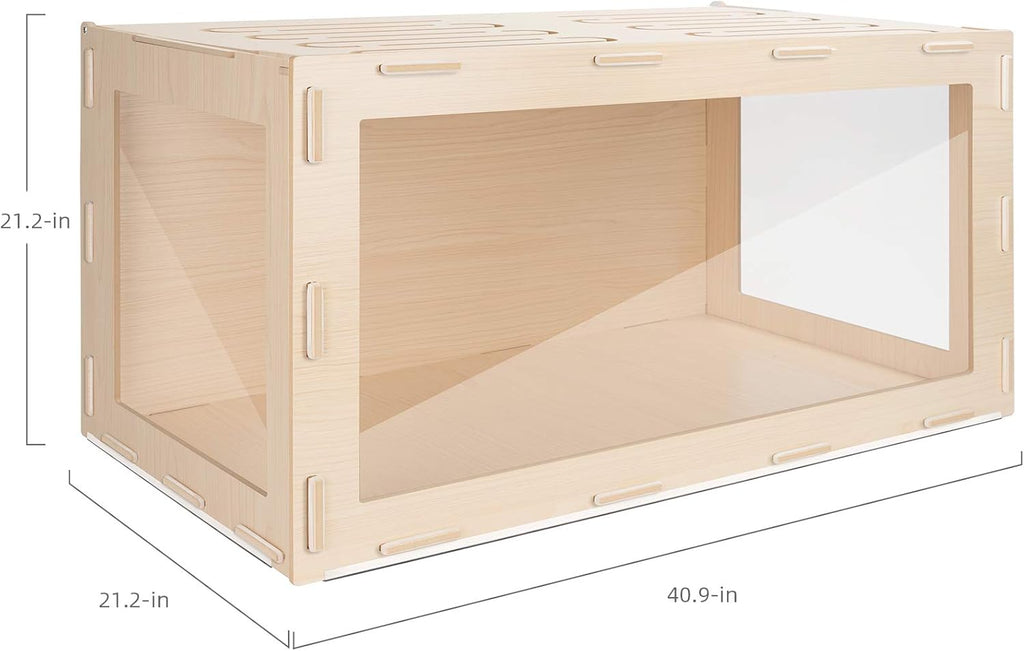 Bigger World - MDF Aspen Terrarium for Hamster Gerbils Mice Lemming Degus or Other Small-Sized Pets(39.4 X 19.7 X 19.7 Inches, Burlywood)