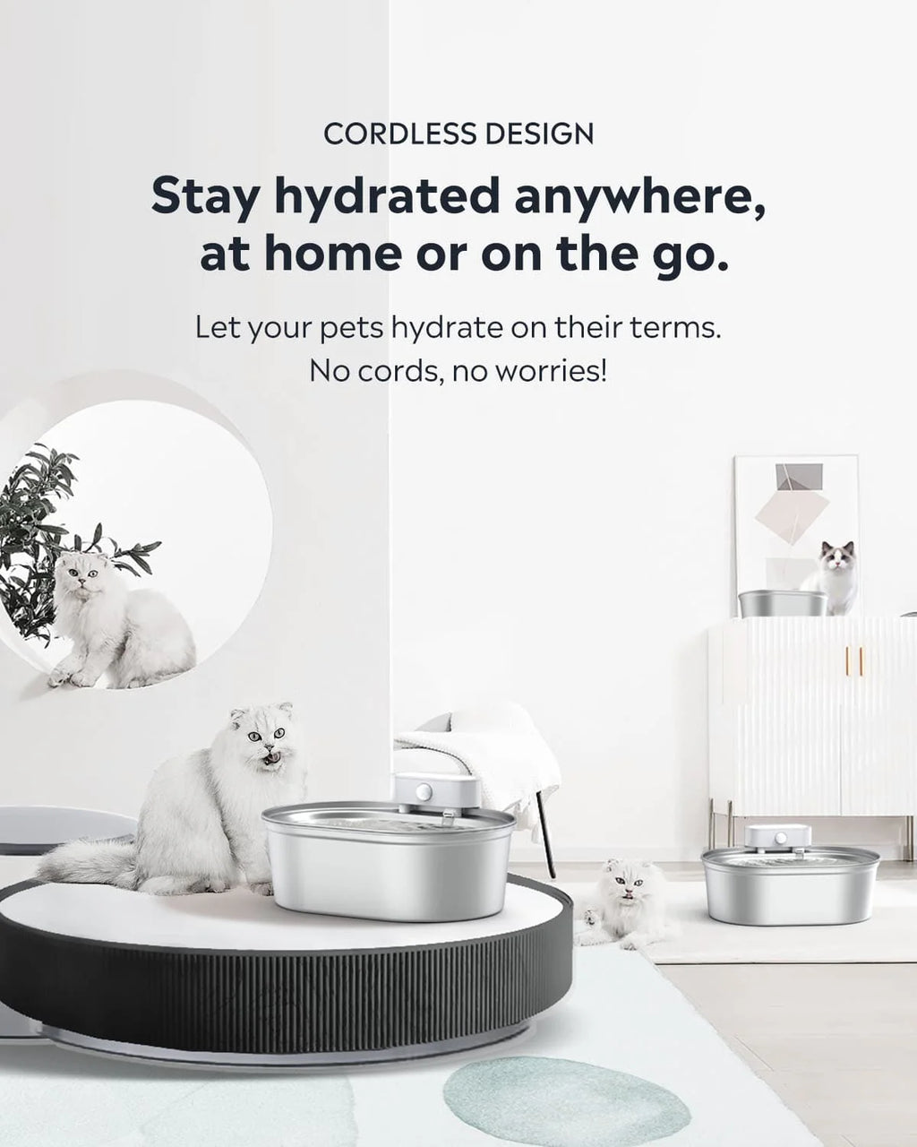 Uah Pet 2025 Upgrade Stainless Steel Wireless Pet Water Fountain