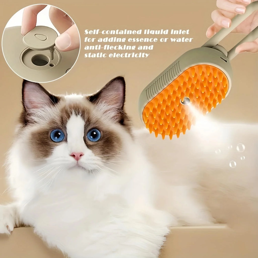 3-In-1 Cat Steam Brush, Spritz Defur Comb for Cats for Massaging and Cleaning Shedding Pets, Steam Cat Brush, Cloud Care Cat Brush for Long and Short Hair Cats and Dogs Grooming Tool