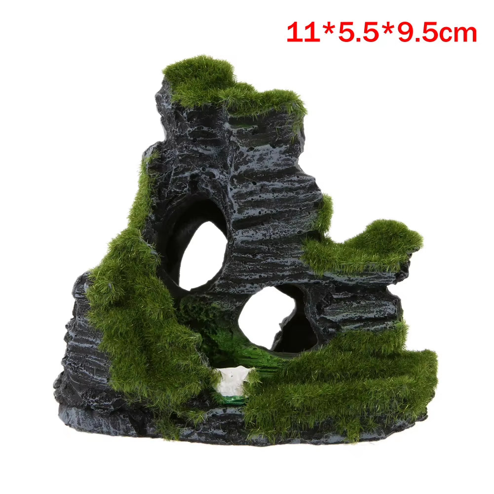 Aquarium Hollow Log Decor Multifunction Resin Fish Hiding Cave Non-Toxic Aquarium Dead Wood Decoration for Fish Tank Aquarium