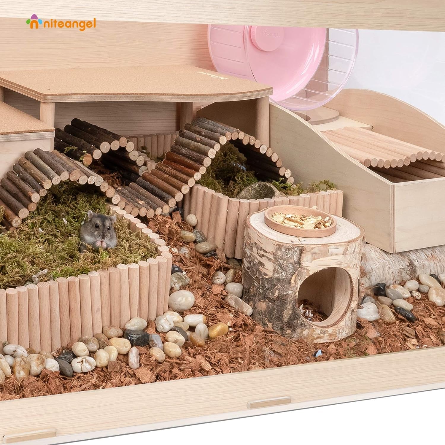 Bigger World - MDF Aspen Terrarium for Hamster Gerbils Mice Lemming Degus or Other Small-Sized Pets(39.4 X 19.7 X 19.7 Inches, Burlywood)