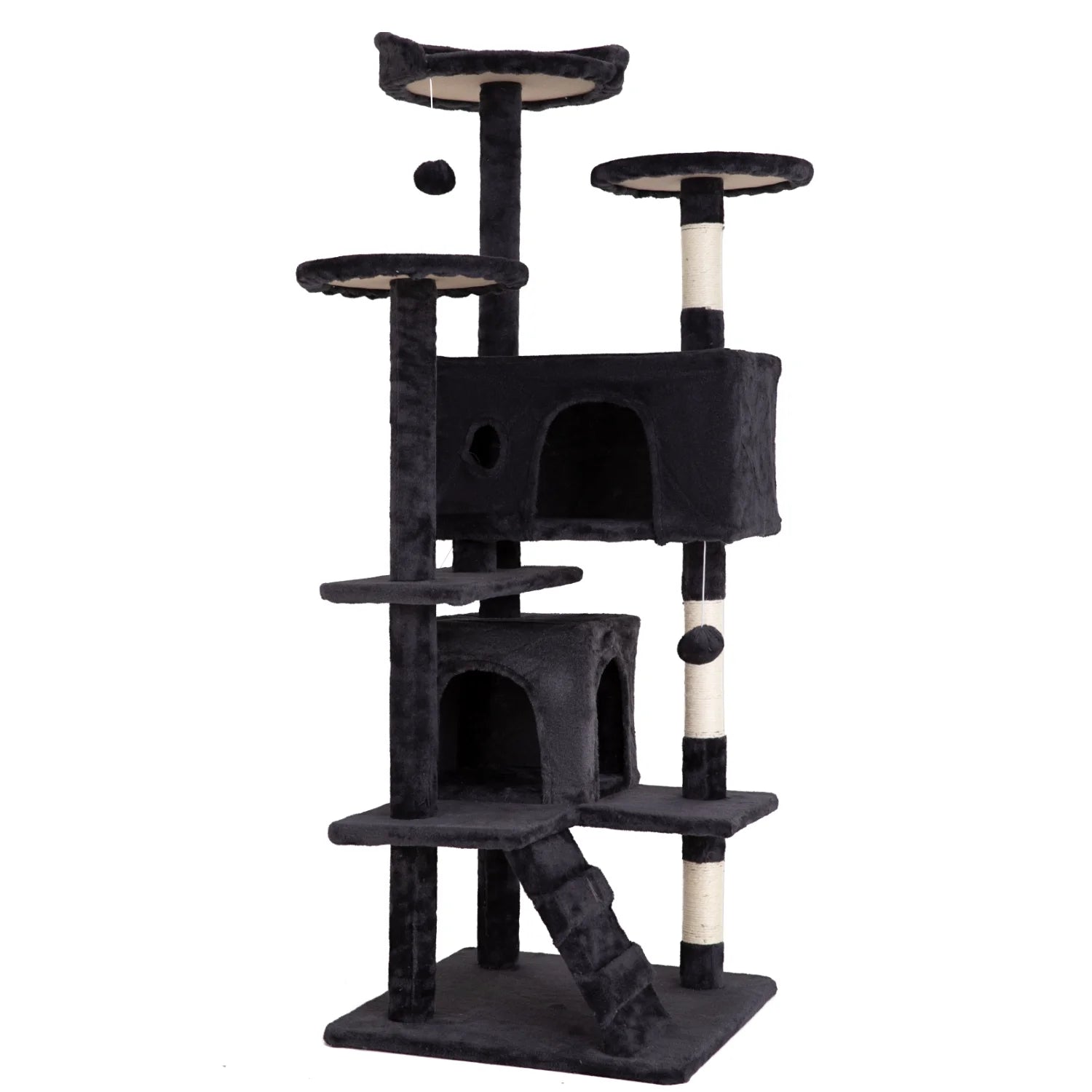 54In Cat Tree Tower, Scratch Posts, Condo, Toys, Dark Gray, Perfect for Active Cats
