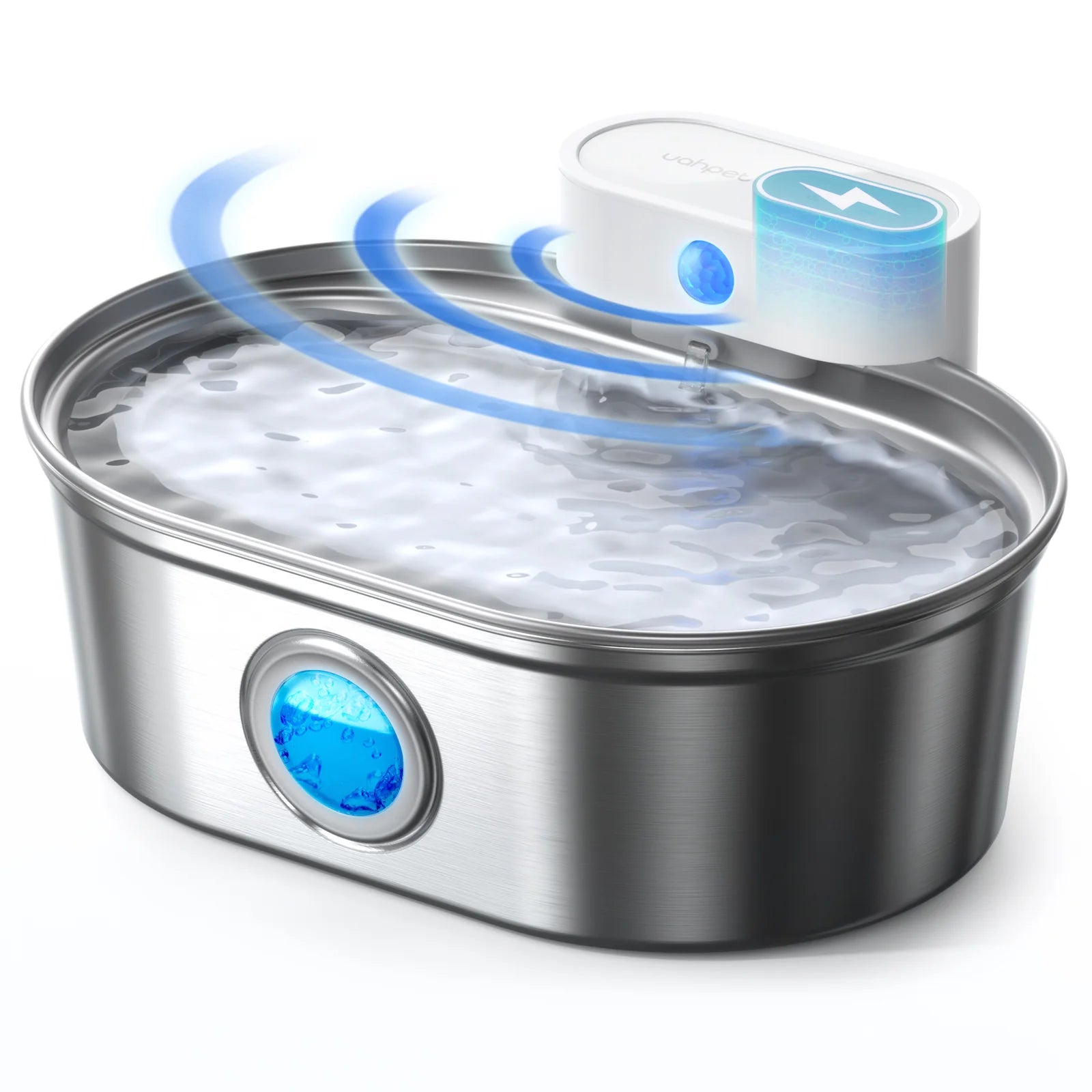 Uah Pet 2025 Upgrade Stainless Steel Wireless Pet Water Fountain