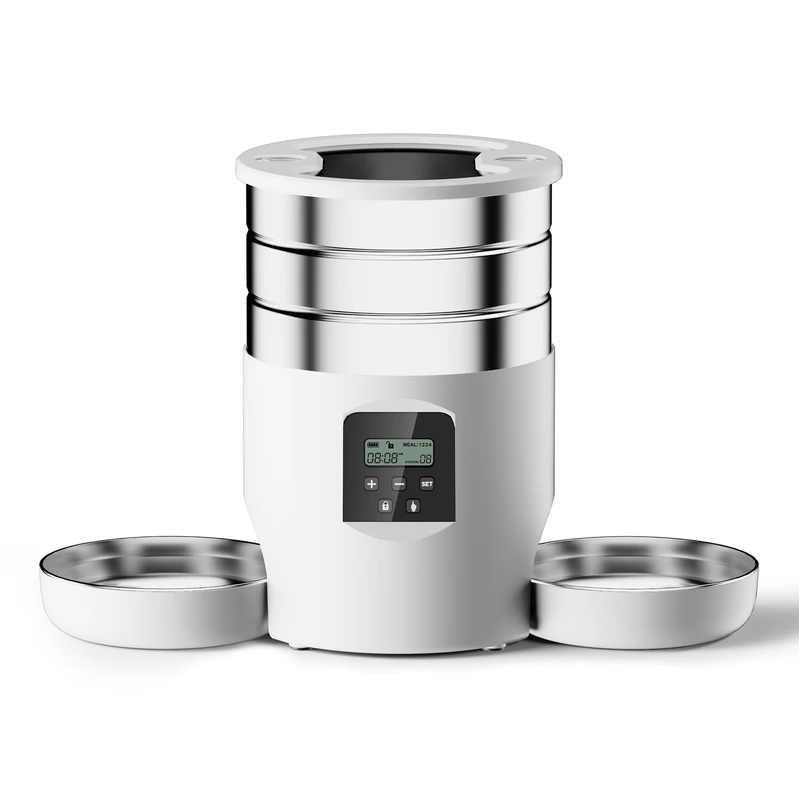 4.5L Automatic Cat Feeder with Wifi Button Smart Pet Cat/Dogs Food Dispenser Two Stainless Steel Bowls Feeder Pet Supplies