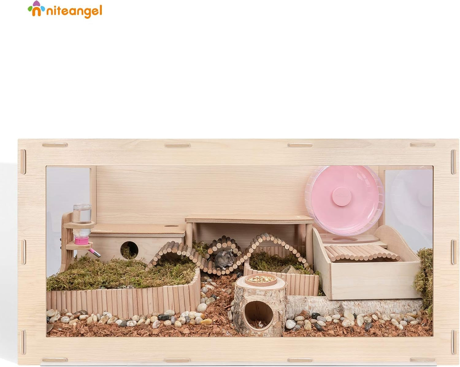 Bigger World - MDF Aspen Terrarium for Hamster Gerbils Mice Lemming Degus or Other Small-Sized Pets(39.4 X 19.7 X 19.7 Inches, Burlywood)