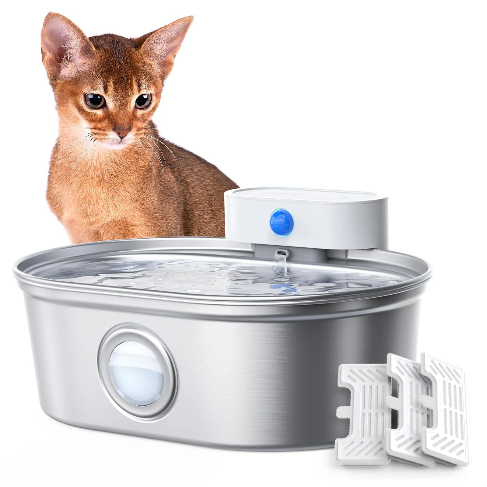 Uah Pet 2025 Upgrade Stainless Steel Wireless Pet Water Fountain