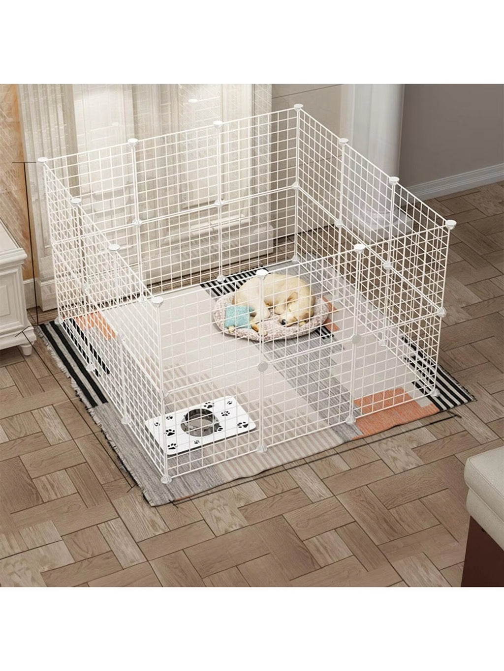 White Pet Fence DIY Iron Mesh Can Be Freely Combined Cat Cage Dog Cage Hamster Cage Rabbit Cage