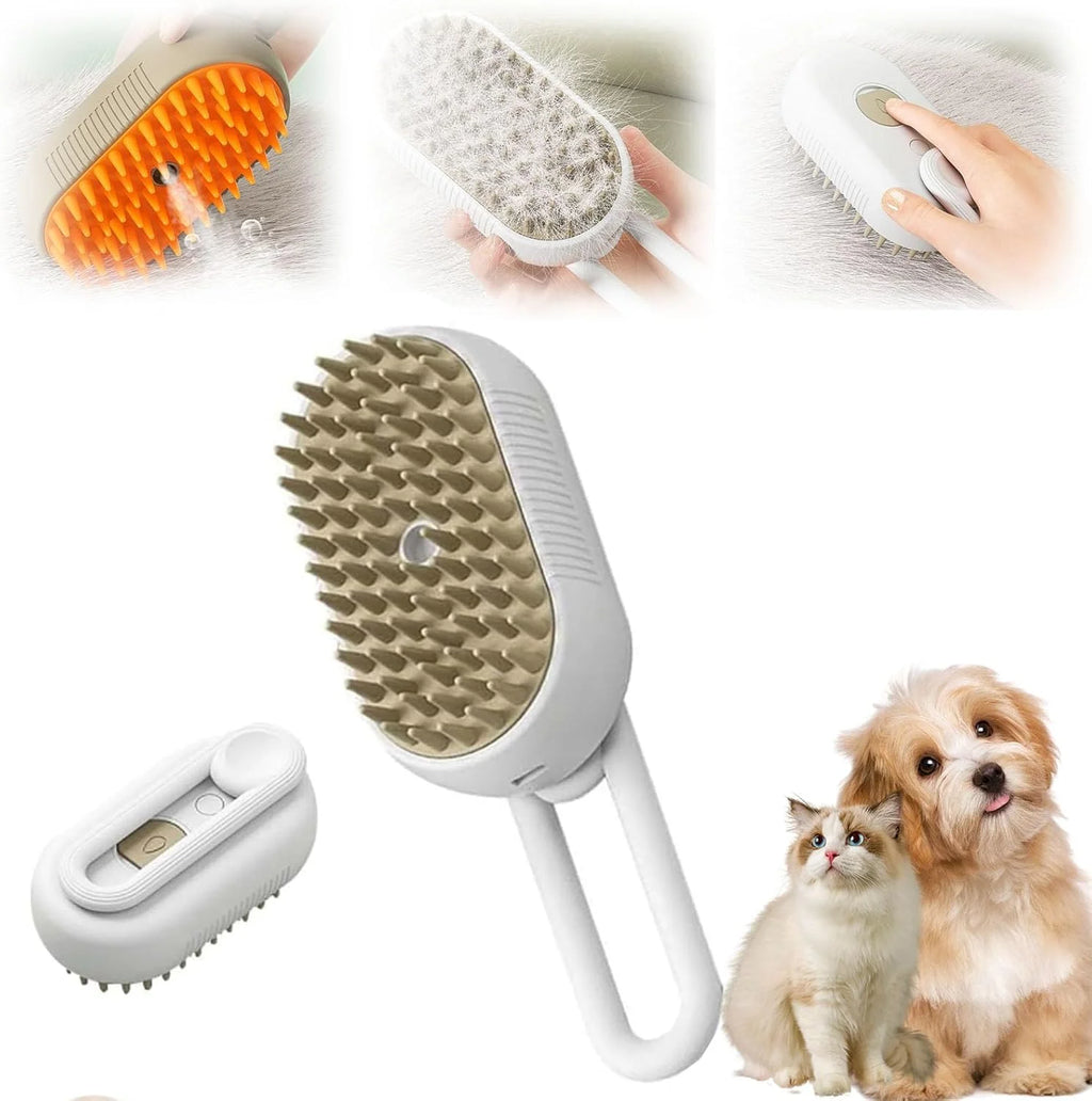 3-In-1 Cat Steam Brush, Spritz Defur Comb for Cats for Massaging and Cleaning Shedding Pets, Steam Cat Brush, Cloud Care Cat Brush for Long and Short Hair Cats and Dogs Grooming Tool