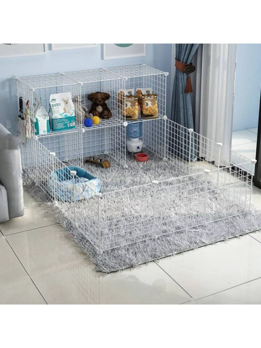 White Pet Fence DIY Iron Mesh Can Be Freely Combined Cat Cage Dog Cage Hamster Cage Rabbit Cage