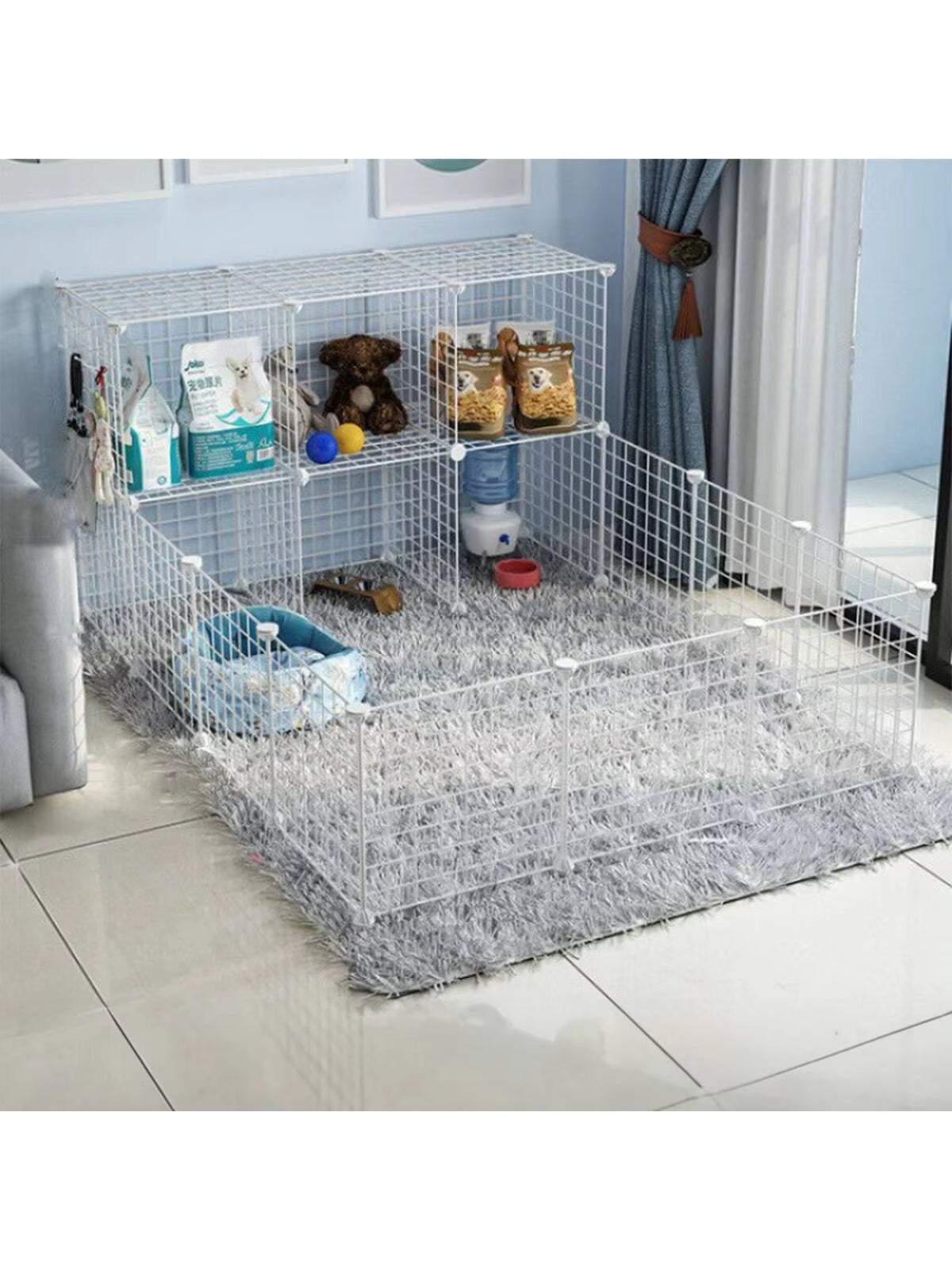 White Pet Fence DIY Iron Mesh Can Be Freely Combined Cat Cage Dog Cage Hamster Cage Rabbit Cage