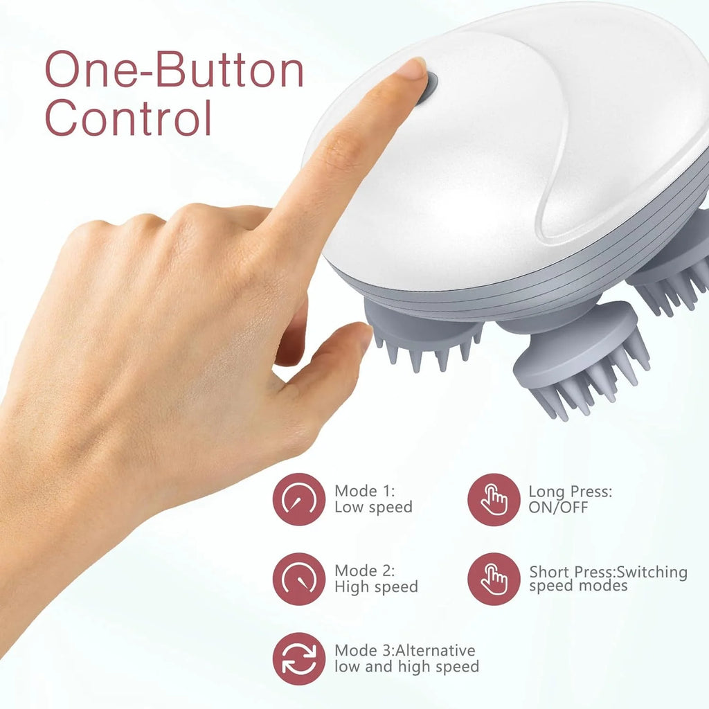 Handheld Pet Massager for Dogs and Cats, Electric Pet Massager with 4 Massage Heads, Portable Waterproof Scalp Massager for Relieving Tight Stiffness Muscles, Promote Bonding