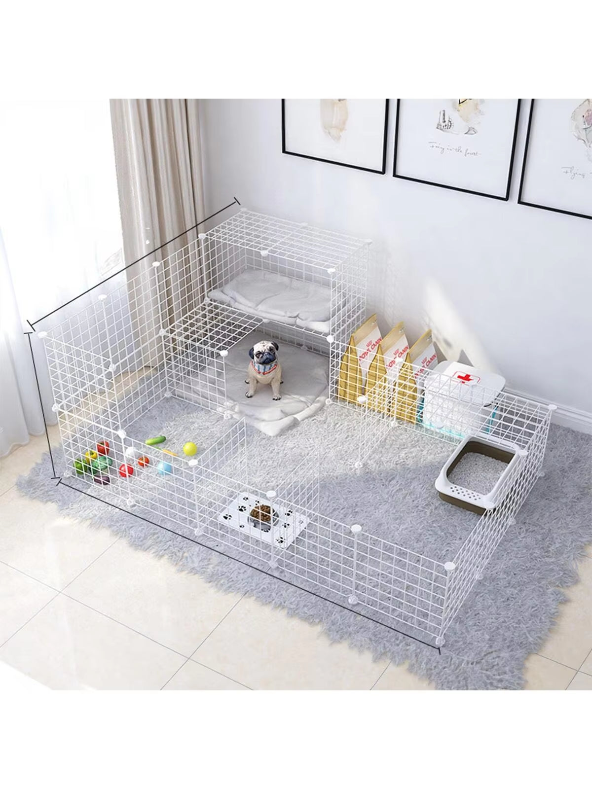 White Pet Fence DIY Iron Mesh Can Be Freely Combined Cat Cage Dog Cage Hamster Cage Rabbit Cage