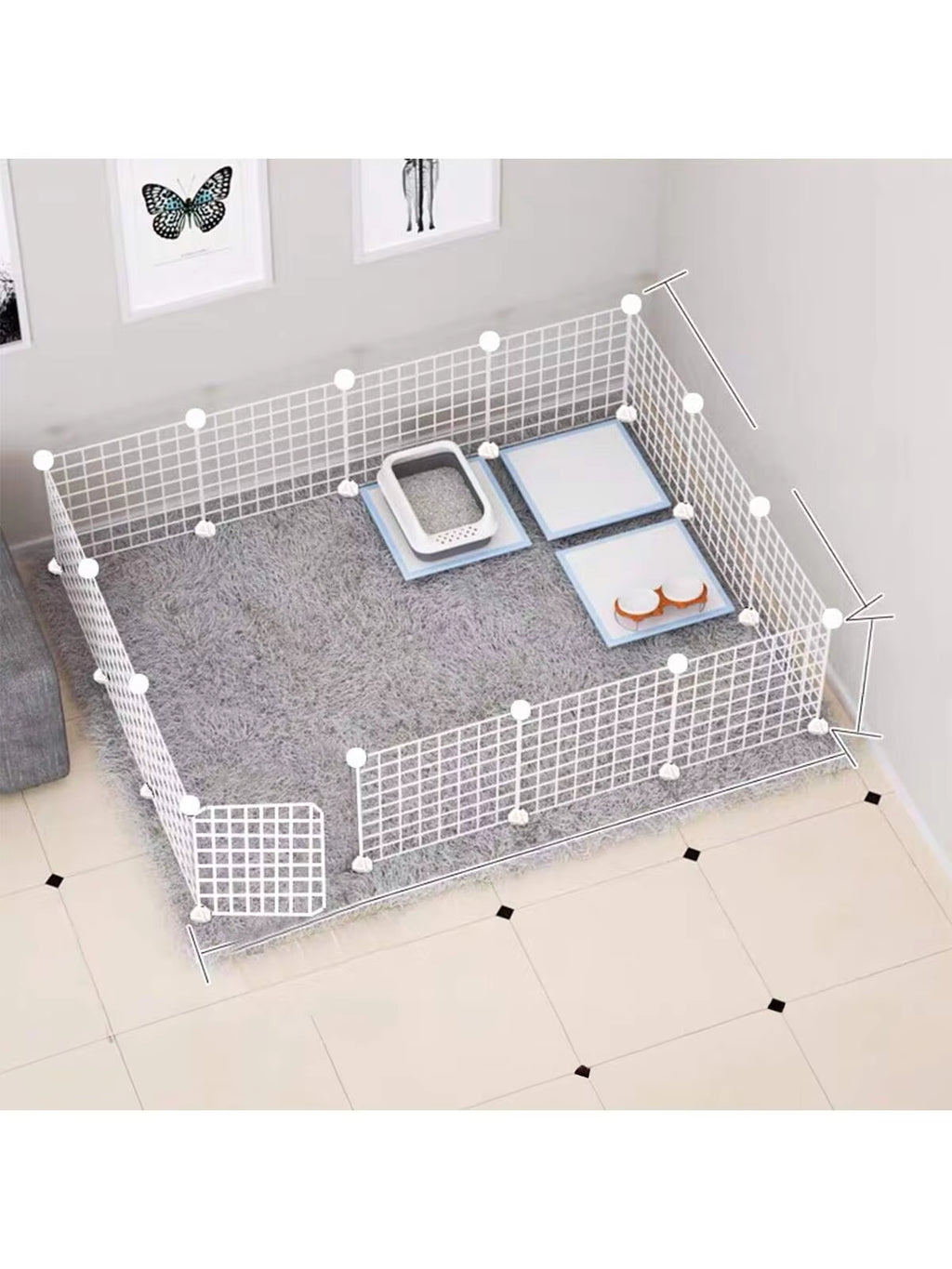 White Pet Fence DIY Iron Mesh Can Be Freely Combined Cat Cage Dog Cage Hamster Cage Rabbit Cage