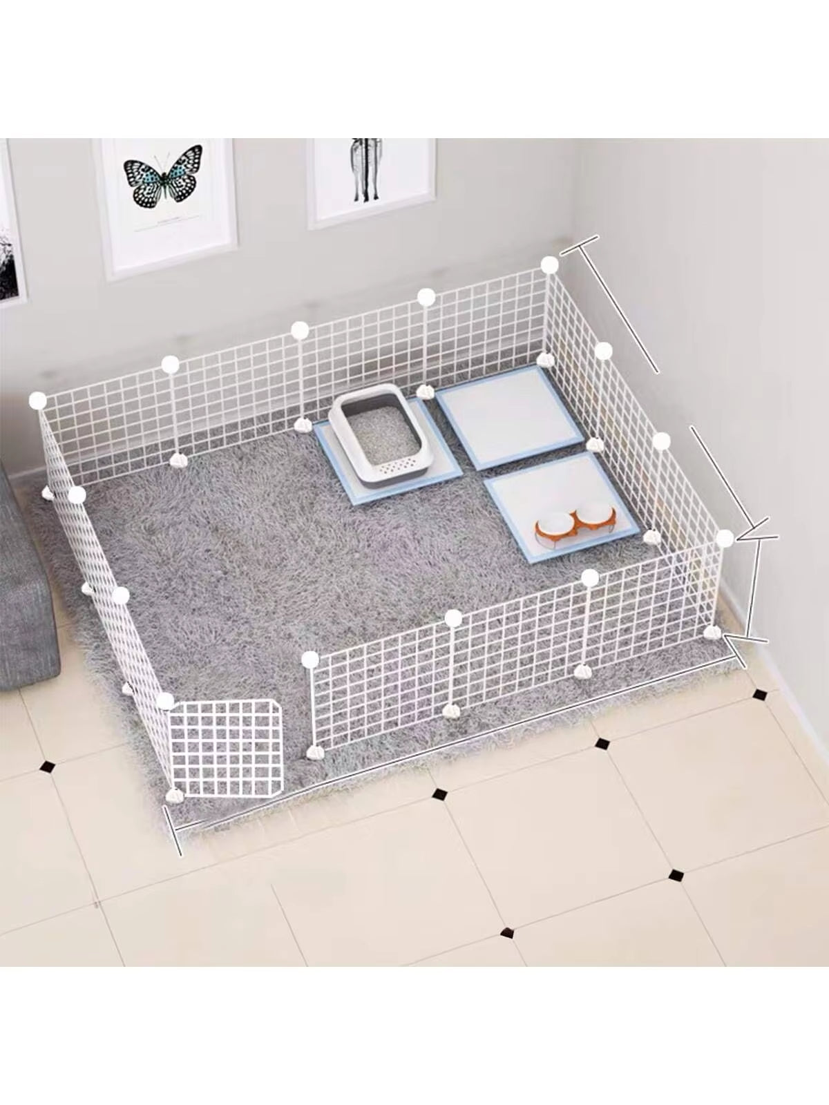 White Pet Fence DIY Iron Mesh Can Be Freely Combined Cat Cage Dog Cage Hamster Cage Rabbit Cage
