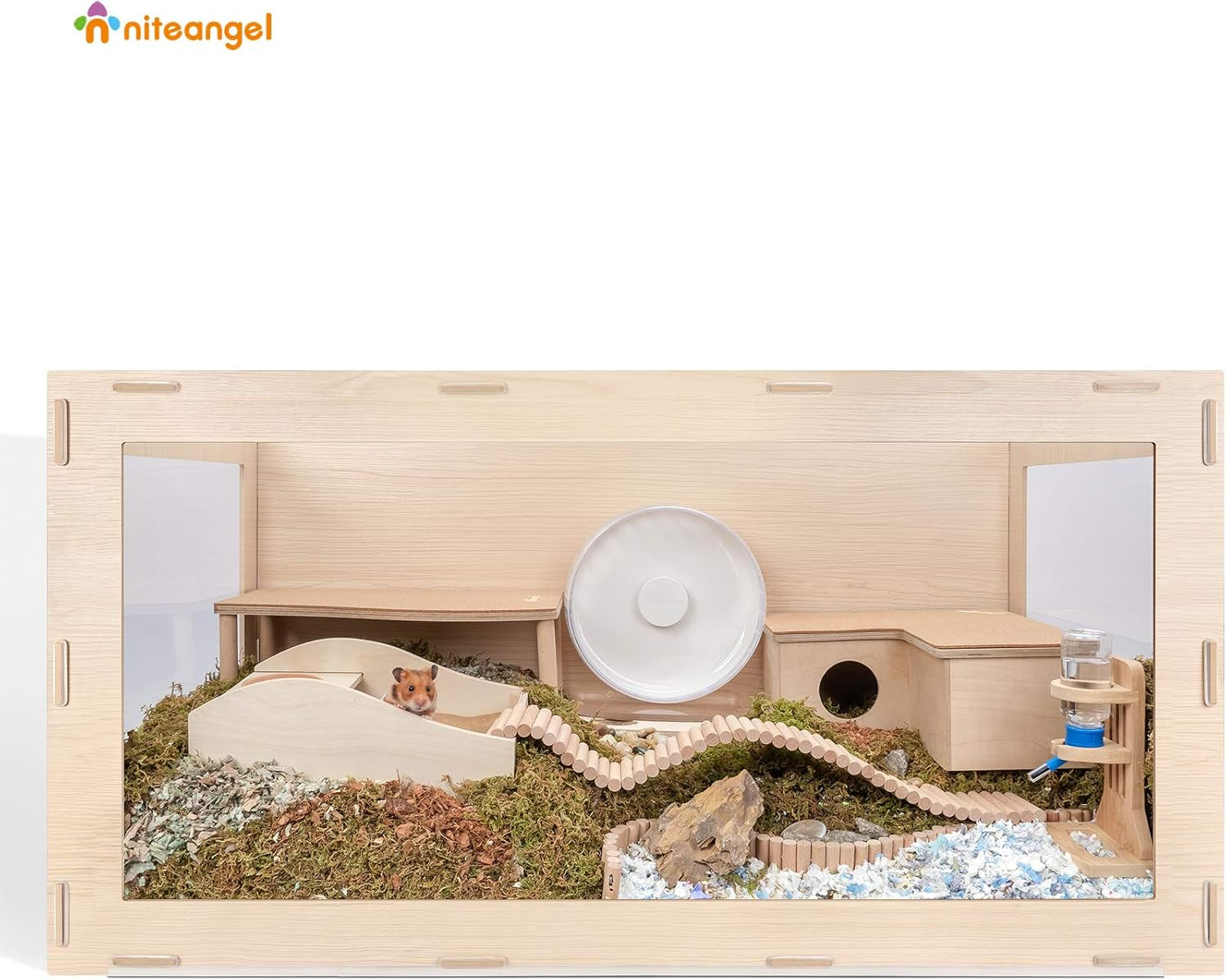 Bigger World - MDF Aspen Terrarium for Hamster Gerbils Mice Lemming Degus or Other Small-Sized Pets(39.4 X 19.7 X 19.7 Inches, Burlywood)