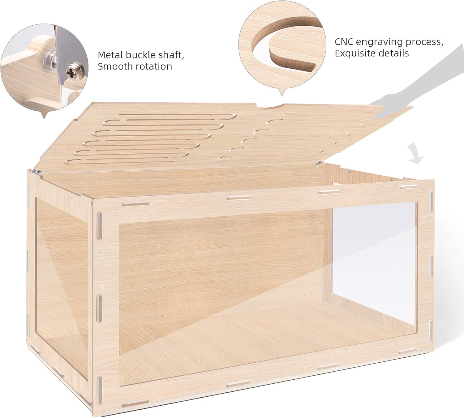 Bigger World - MDF Aspen Terrarium for Hamster Gerbils Mice Lemming Degus or Other Small-Sized Pets(39.4 X 19.7 X 19.7 Inches, Burlywood)
