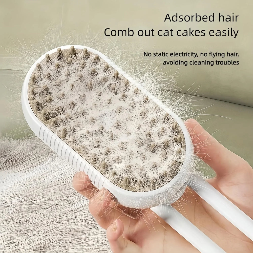 3-In-1 Cat Steam Brush, Spritz Defur Comb for Cats for Massaging and Cleaning Shedding Pets, Steam Cat Brush, Cloud Care Cat Brush for Long and Short Hair Cats and Dogs Grooming Tool